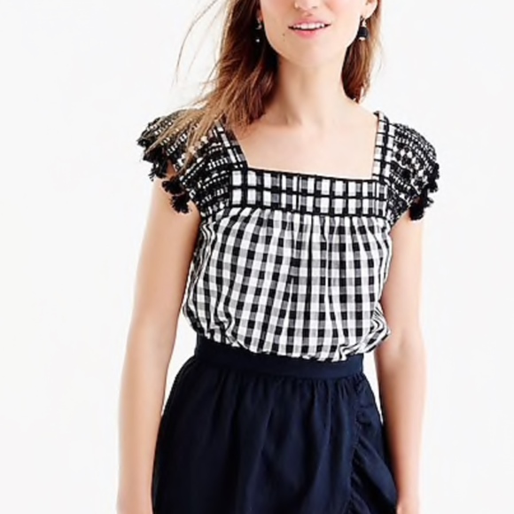 J Crew Embroidered Gingham 